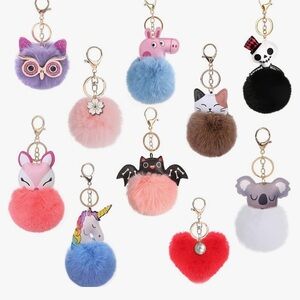 🎉 Buy Now 🎉 HP Cute Animal Pom Pom Keychains/purse charms -NWOT